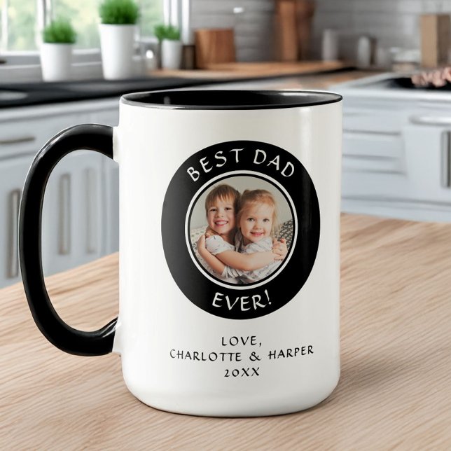 Best Dad Ever Family Photo Modern Fun Template Mug (Best Dad Ever Family Photo Modern Fun Template Mug)
