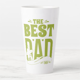 Best Dad Ever – Father & Child Surfing Silhouette Latte Mug