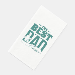 Best Dad Ever – Father & Child Surfing Silhouette Napkin