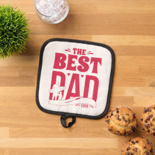 Best Dad Ever – Father & Child Surfing Silhouette Pot Holder