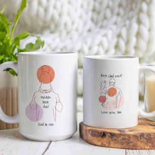 Best Dad Ever Father Holding Son Line Art Coffee Mug