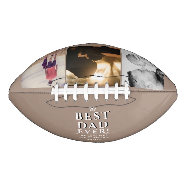 Best Dad Ever Father`s Day 3 Photo Collage Football (Front)
