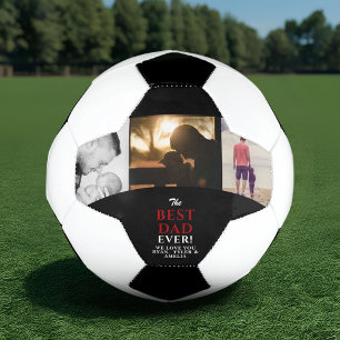 Best Dad Ever Father`s Day 3 Photo Collage Soccer Ball