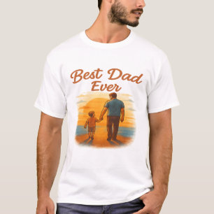 Best Dad Ever Father Son Beach Sunset Vintage T-Shirt
