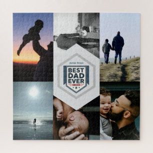 Best Dad Ever Fatherhood Typography Design Jigsaw Puzzle