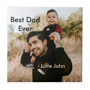 Best dad ever father's dad gift photo name simple ceramic tile