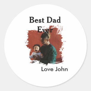 Best dad ever father's dad gift photo name simple classic round sticker