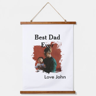Best dad ever father's dad gift photo name simple  hanging tapestry