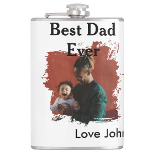 Best dad ever father's dad gift photo name simple hip flask