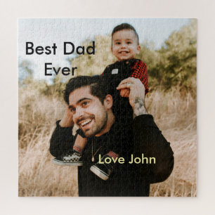Best dad ever father's dad gift photo name simple jigsaw puzzle