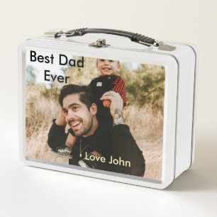 Best dad ever father's dad gift photo name simple  metal lunch box