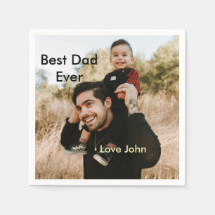 Best dad ever father's dad gift photo name simple  napkin