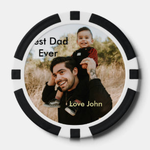 Best dad ever father's dad gift photo name simple poker chips