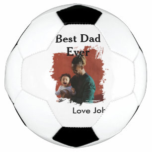 Best dad ever father's dad gift photo name simple  soccer ball