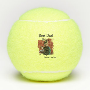 Best dad ever father's dad gift photo name simple tennis balls