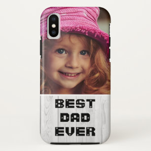 Best Dad Ever Father's Day 2020 Gray Wood Photo iPhone X Case