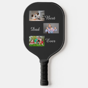 Best Dad Ever Father's Day 3 Photo Collage Pickleball Paddle