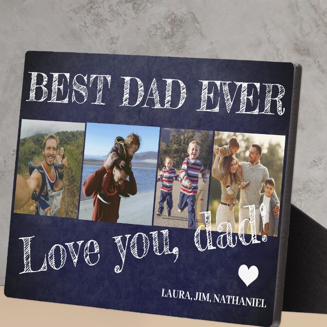 Best dad ever Father's Day 4 photo collage Plaque (Creator Uploaded)