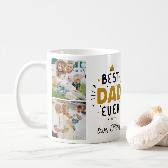Best Dad Ever Father's Day 5 Photo Coffee Mug (With Donut)