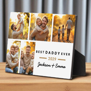 Best Dad Ever Father's Day 5 Photo Collage Modern Plaque