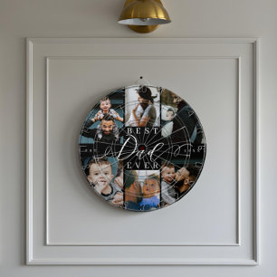 Best Dad Ever   Father's Day 6 Photo Collage Dartboard