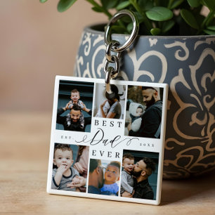 Best Dad Ever Father's Day 6 Photo Collage Key Ring