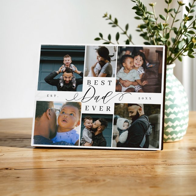 Best Dad Ever | Father's Day 6 Photo Collage Plaque (Best Dad Ever | Father's Day 6 Photo Collage Plaque)
