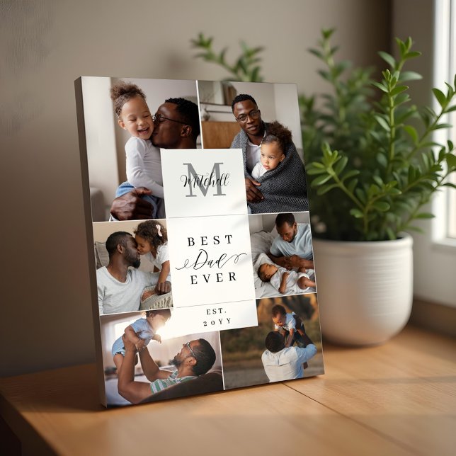 Best Dad Ever Father's Day 6 Photo Monogram Plaque (Best Dad Ever Father's Day 6 Photo Monogram Plaque)