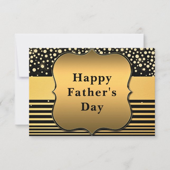 Best Dad Ever Father's Day Card Black Gold Glitter (Front)