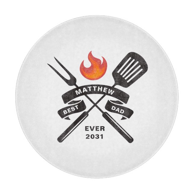 Best Dad Ever Fathers Day Custom Name Cutting Board (Front)