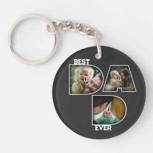 Best Dad Ever Father's Day Gift 3 Photo Cutout Key Ring