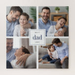 Best Dad Ever | Father's Day Kids Photo Collage Jigsaw Puzzle<br><div class="desc">Treat an awesome Dad to this cool photo collage puzzle this Father's Day,  birthday,  or holiday. Design features four favourite photos in a square format,  arranged around a centre element bearing the words "Best Dad Ever" in modern grey and navy blue lettering.</div>