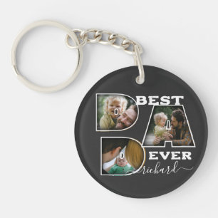 Best Dad Ever Father's Day Name Gift 3 Photo Key Ring