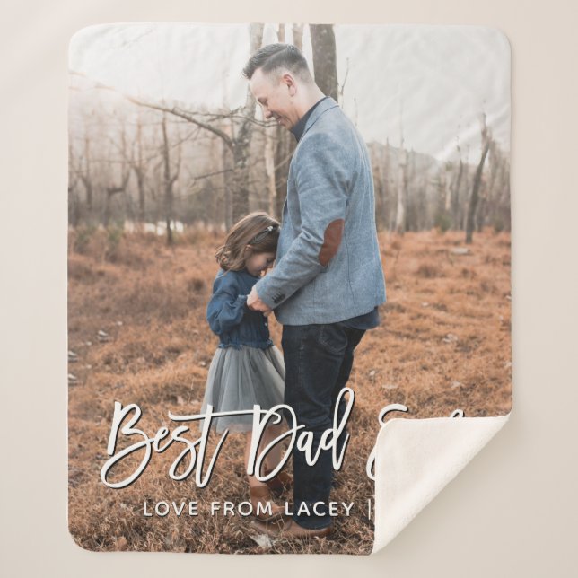 Best Dad Ever Father's Day Personalised Photo  Fle Sherpa Blanket (Front)