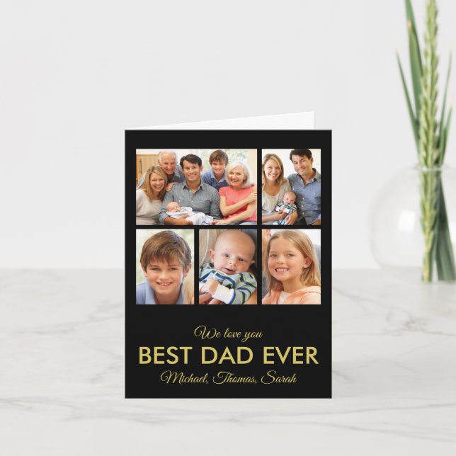 Best Dad Ever Fathers Day Photo Collage Card (Front)