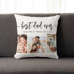 Best Dad Ever - Father's Day Photo Collage Cushion<br><div class="desc">Celebrate Father's Day with the Best Dad Ever Photo Collage Throw Pillow. This personalised keepsake features a beautifully arranged collage of cherished photos capturing special moments with your dad. Crafted from high-quality materials, it adds a stylish and sentimental touch to any space, perfect for displaying on a bed or couch....</div>