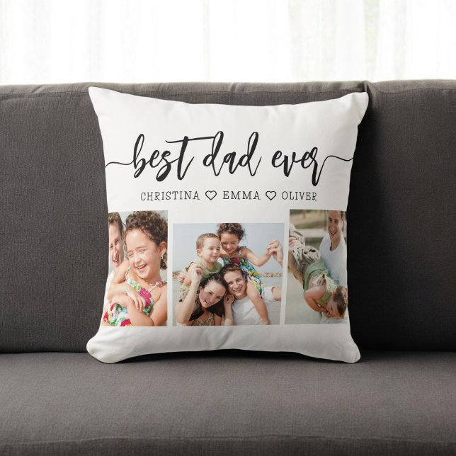 Best Dad Ever - Father's Day Photo Collage Cushion (Creator Uploaded)