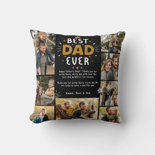 Best dad ever fathers day photo collage family  cushion (Front)