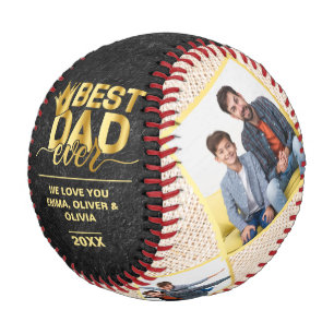 Best Dad Ever Fathers Day Photo Collage Golden Baseball
