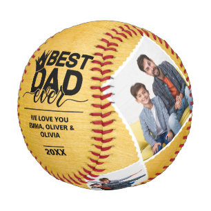 Best Dad Ever Fathers Day Photo Collage Golden Baseball