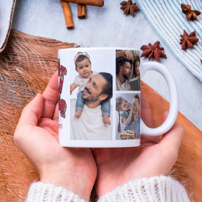 Best Dad Ever Father's Day Photo Collage Keepake Two-Tone Coffee Mug (Creator Uploaded)