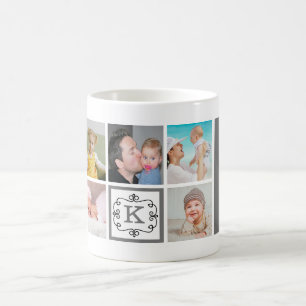Best Dad Ever Father's Day Photo Collage Monogram Coffee Mug