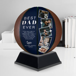 Best Dad Ever Fathers Day Photo Collage Navy Blue Basketball