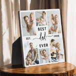 Best Dad Ever - Father's Day Photo Collage Plaque<br><div class="desc">Celebrate your dad with the "Best Dad Ever" Father's Day Photo Collage Plaque, a heartfelt tribute to the man who means the world to you. This beautifully crafted plaque features a high-quality, customisable photo collage, allowing you to showcase cherished memories and special moments. The collage is elegantly arranged around the...</div>