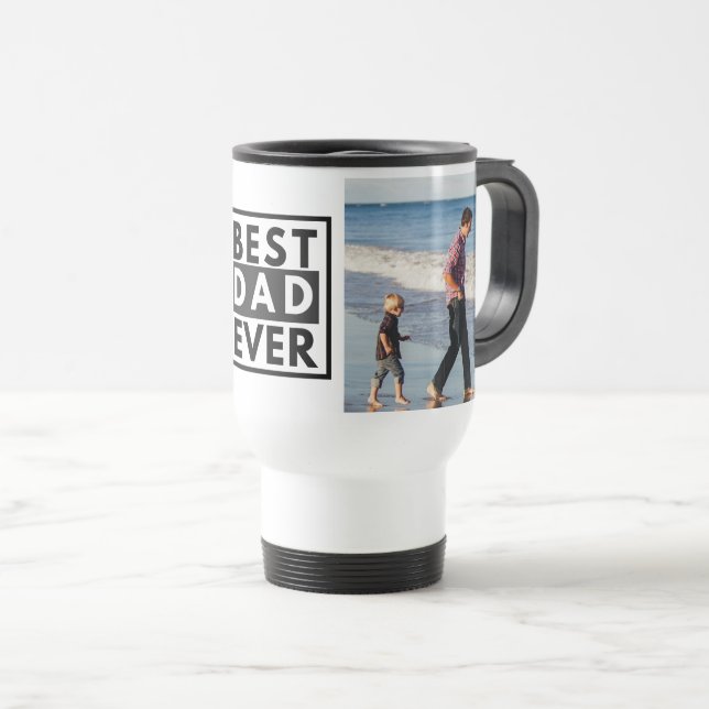 Best Dad Ever Father's Day Photo Collage Travel Mug (Front Right)
