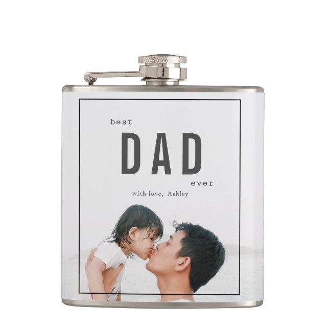 Best Dad Ever Father's Day Photo Hip Flask (Front)