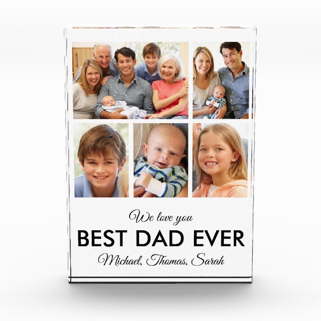 Best Dad Ever Fathers Day Picture Collage Photo Block (Front)