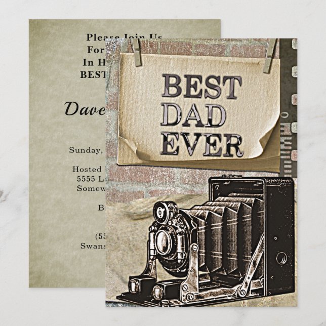 Best Dad Ever Fathers Day Rustic Backyard Cookout Invitation (Front/Back)