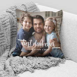 Best Dad Ever Father's Day Script Photo Cushion