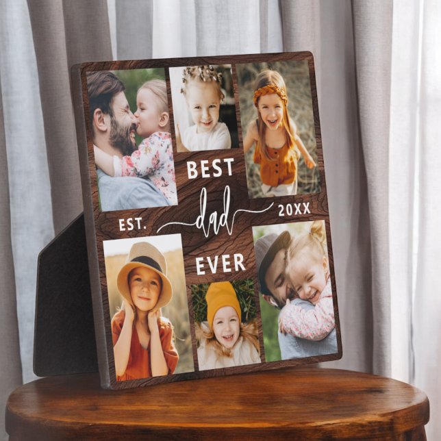Best Dad Ever Father's Day Wood Photo Collage Plaque (Creator Uploaded)